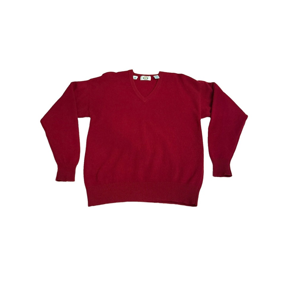 Vtg Harbour Club Lambswool Sweater Mens L Red Knit Pullover Old Money Preppy